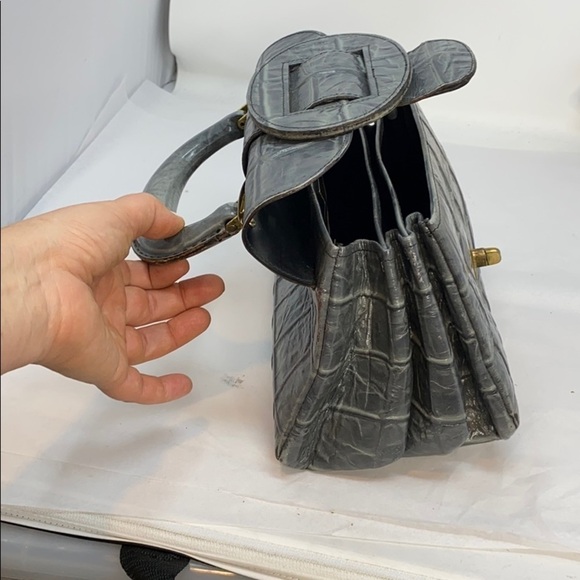 Parkland Vintage Gray Croc Embossed Leather Bag - Picture 14 of 14